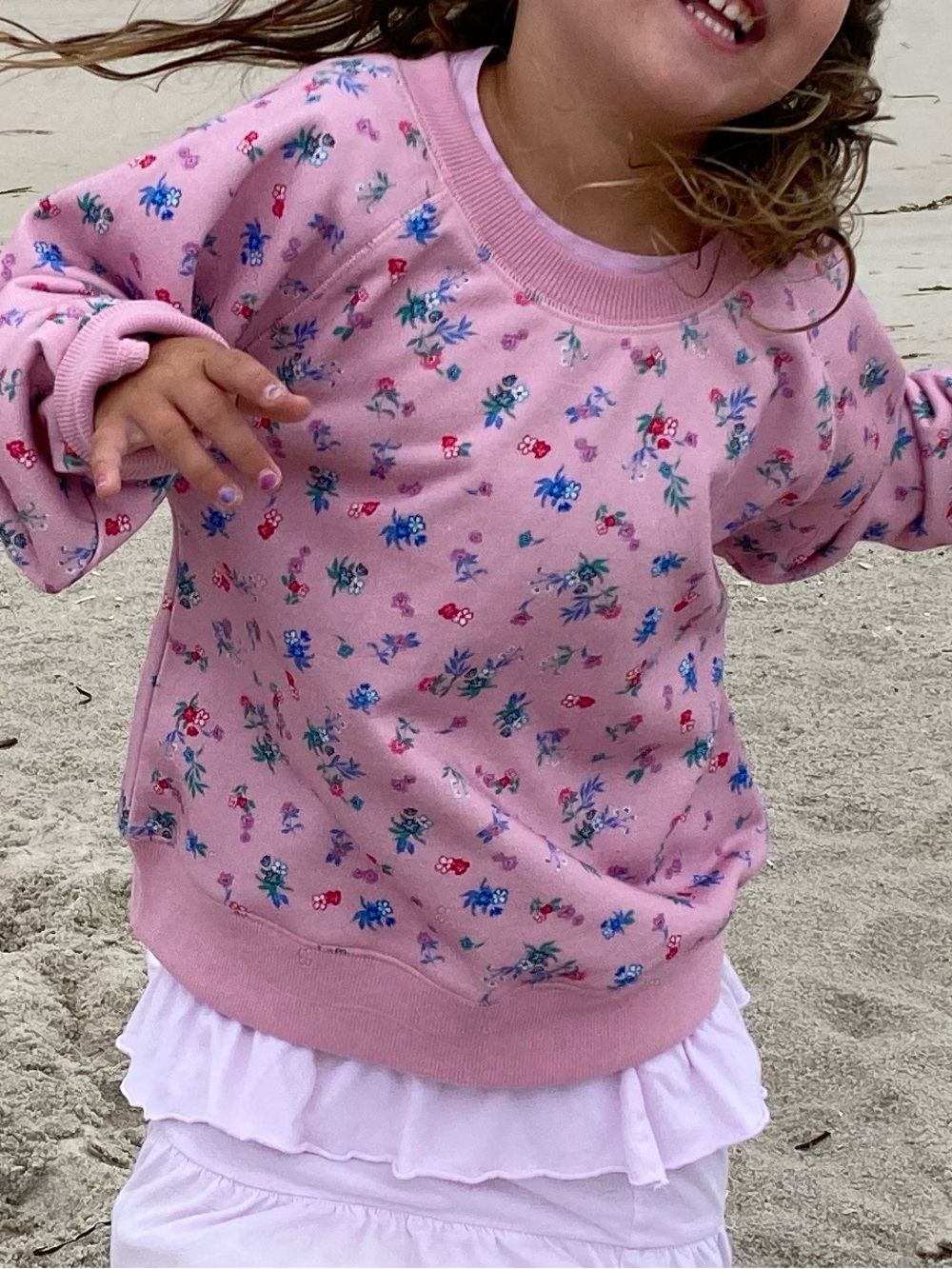 Everafter Boutique style Pink Love Floral Fancy Sweatshirt Girls Size 10 $9